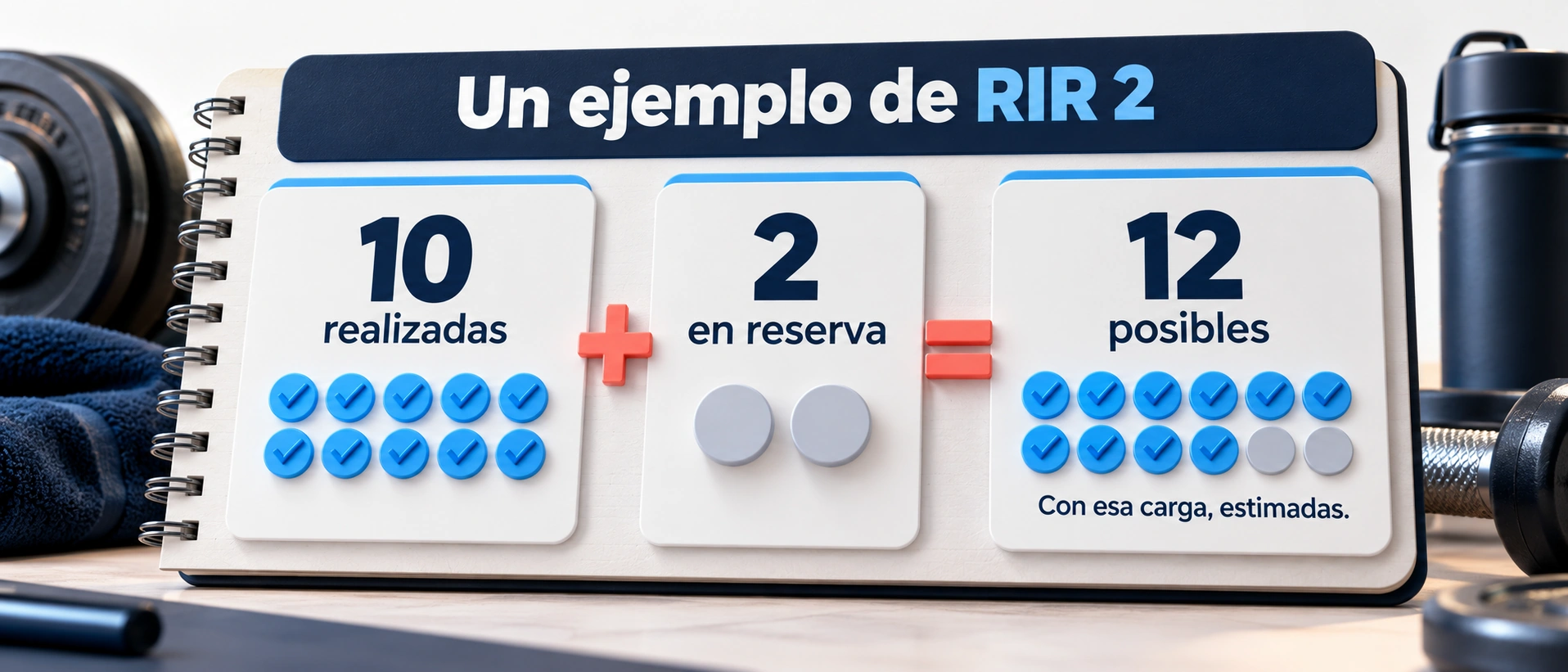 Ejemplo de una serie de diez repeticiones terminada con dos repeticiones en reserva.