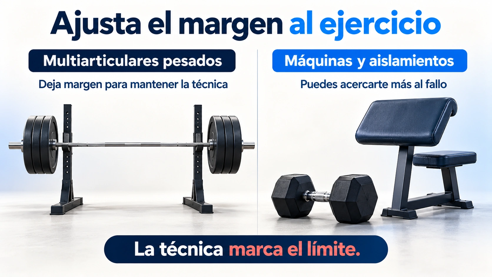Adaptación del margen de repeticiones en reserva según el tipo de ejercicio y la técnica.