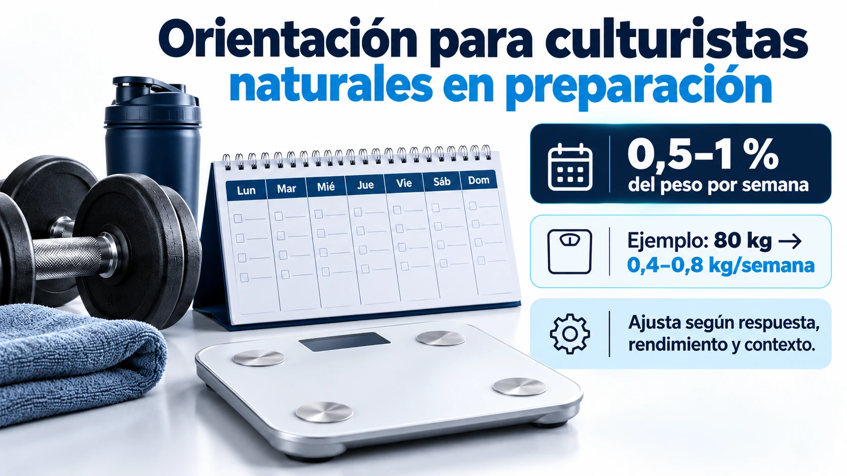 Ejemplo del ritmo semanal de pérdida de peso expresado en porcentaje para culturistas naturales en preparación.