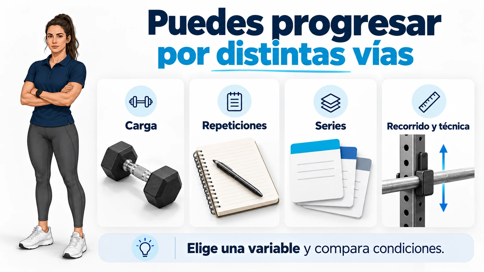 La progresión se puede medir con varias variables de entrenamiento.