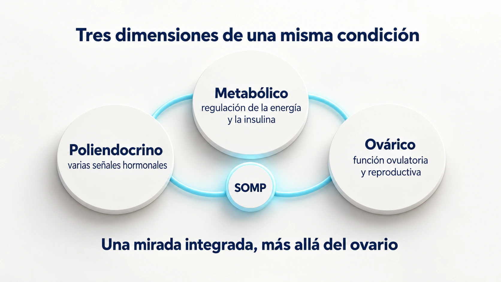 Tres componentes del nombre SOMP: poliendocrino, metabólico y ovárico, como dimensiones relacionadas de la misma condición