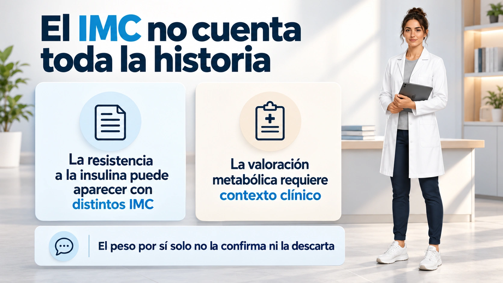 Profesional sanitaria explica que la resistencia a la insulina puede aparecer con distintos índices de masa corporal y requiere valoración clínica
