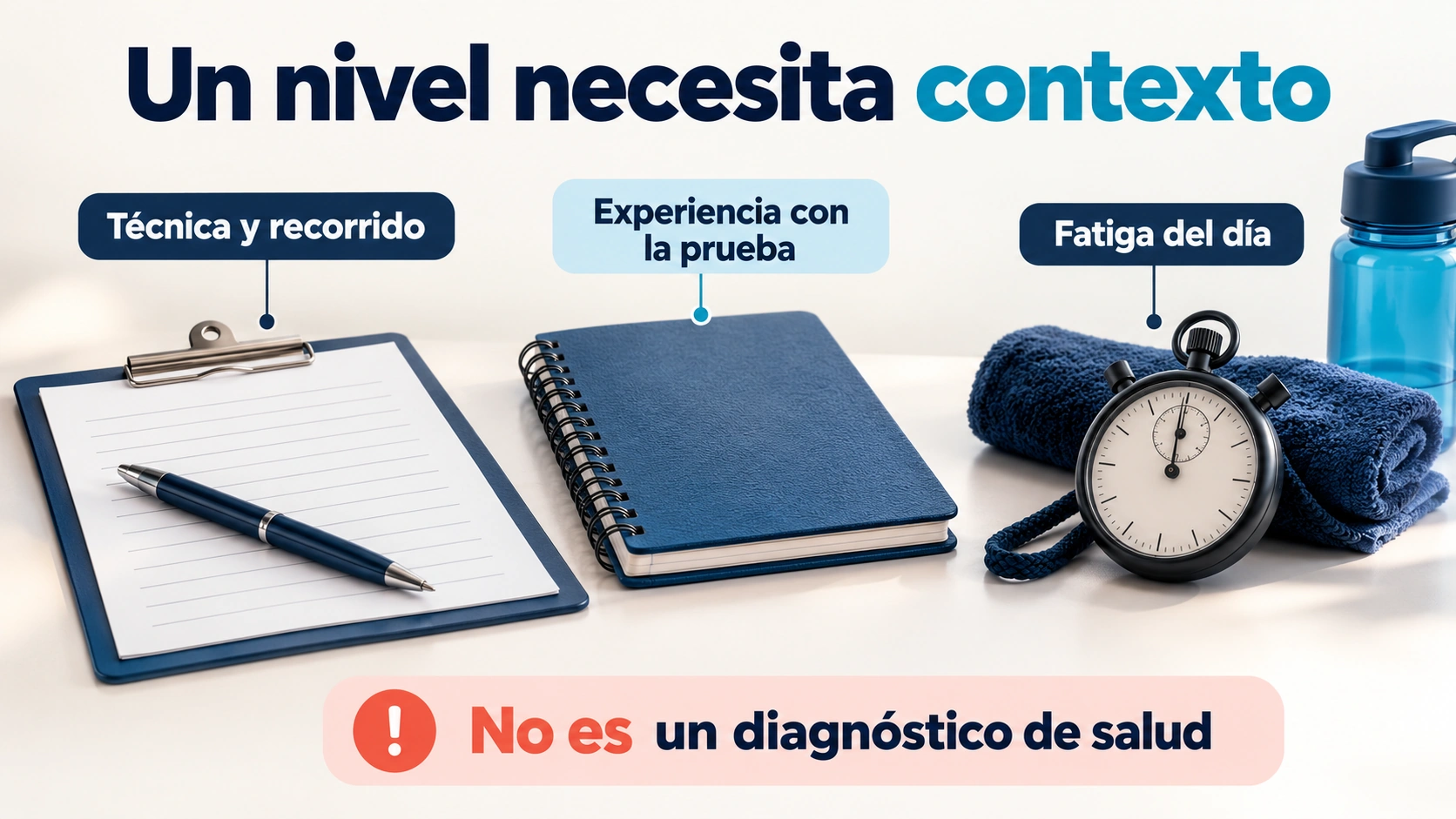 El nivel del test debe interpretarse junto con técnica experiencia y fatiga