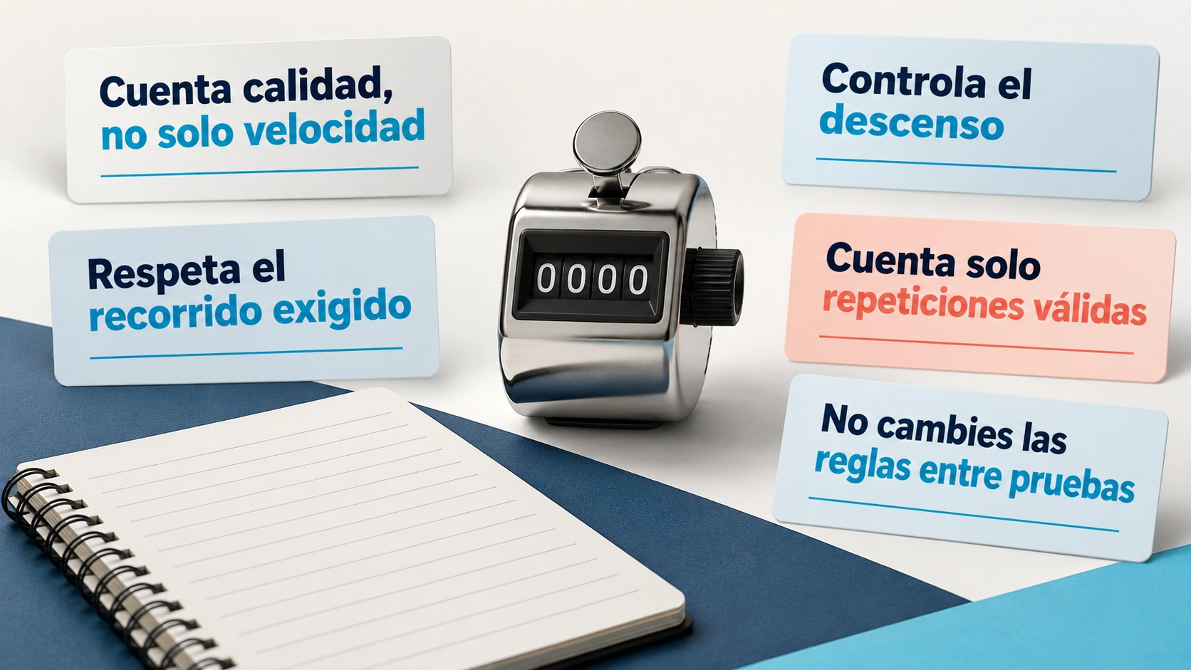 El resultado cuenta solo repeticiones válidas según los criterios del protocolo