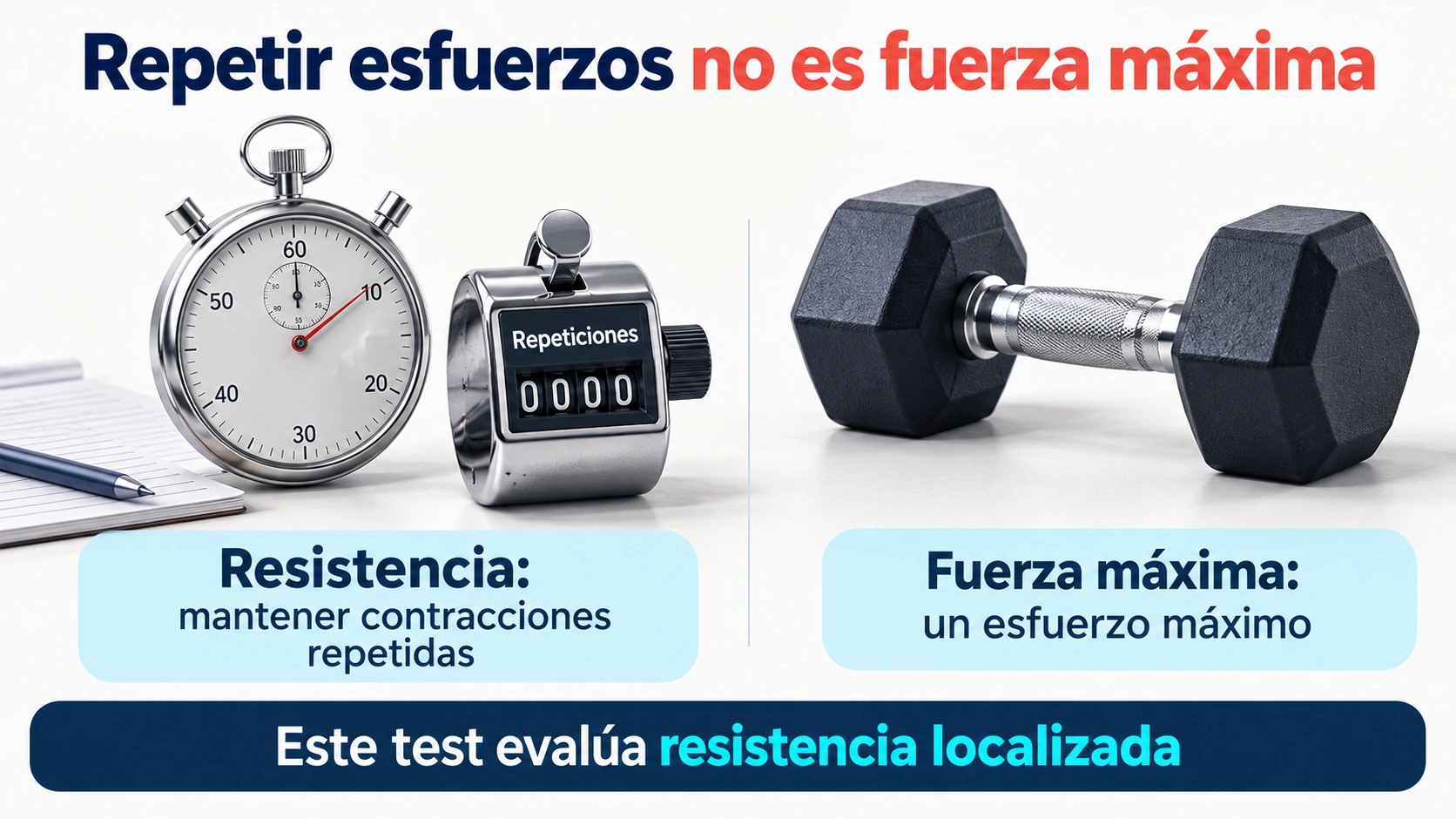 El test de abdominales mide resistencia muscular localizada y no fuerza máxima