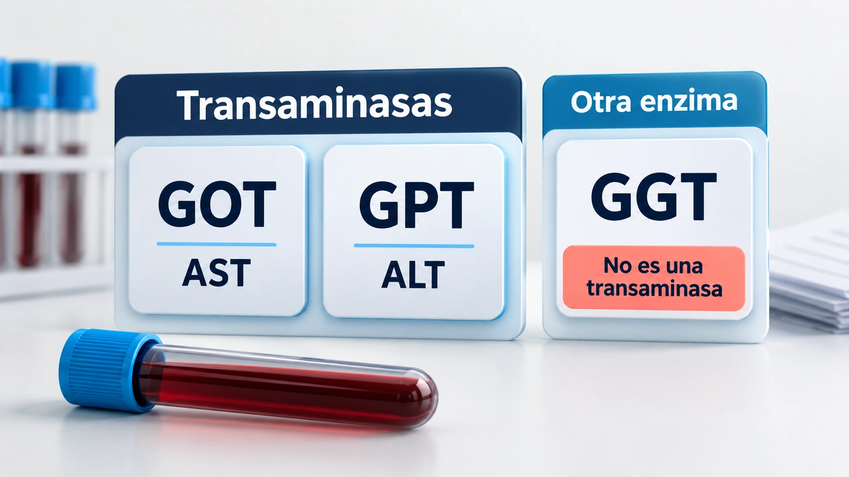 GOT y GPT son transaminasas y la GGT es una enzima distinta que se interpreta junto a ellas