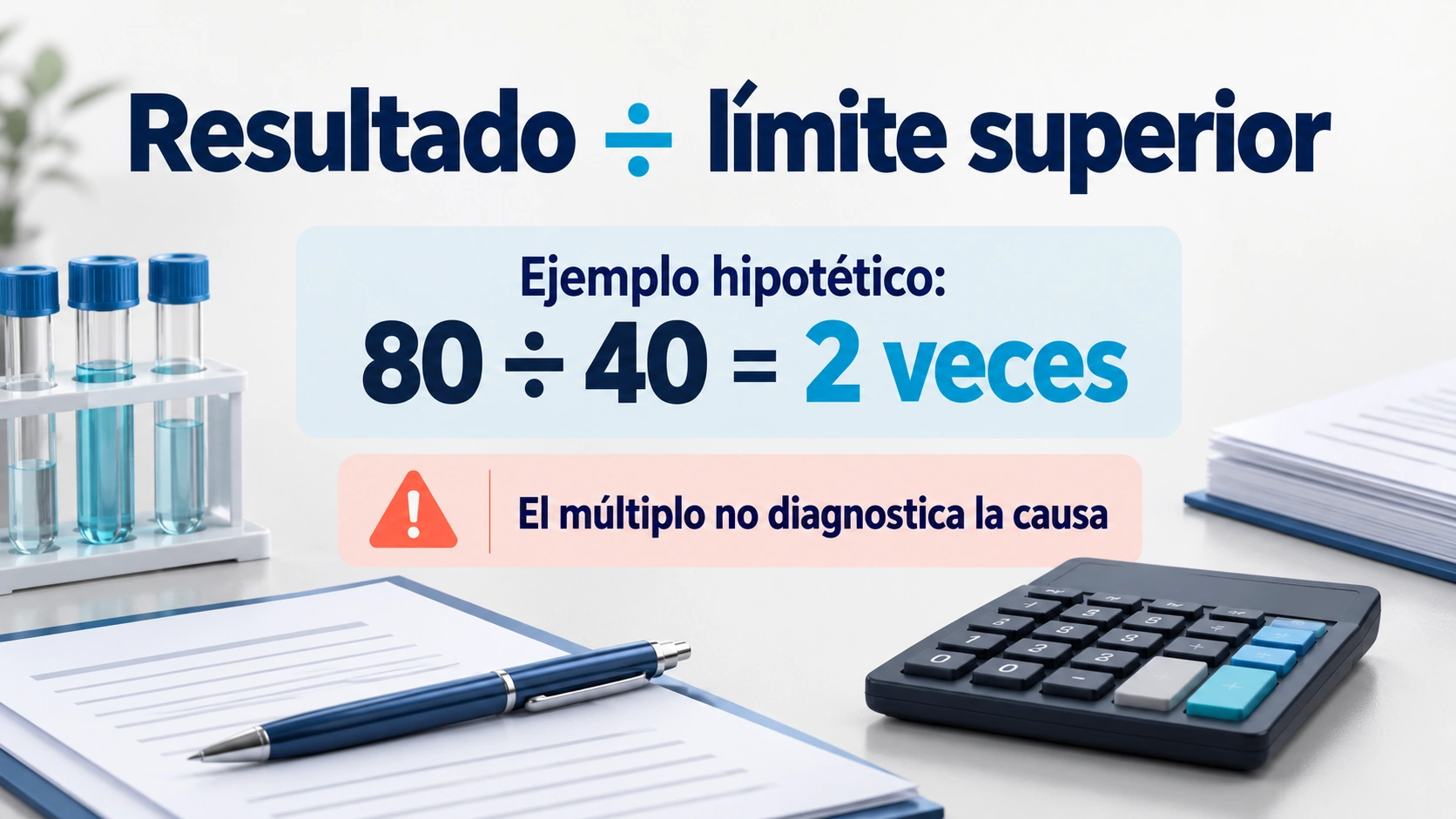 Dividir el resultado por el límite superior del laboratorio permite expresar la elevación como múltiplo