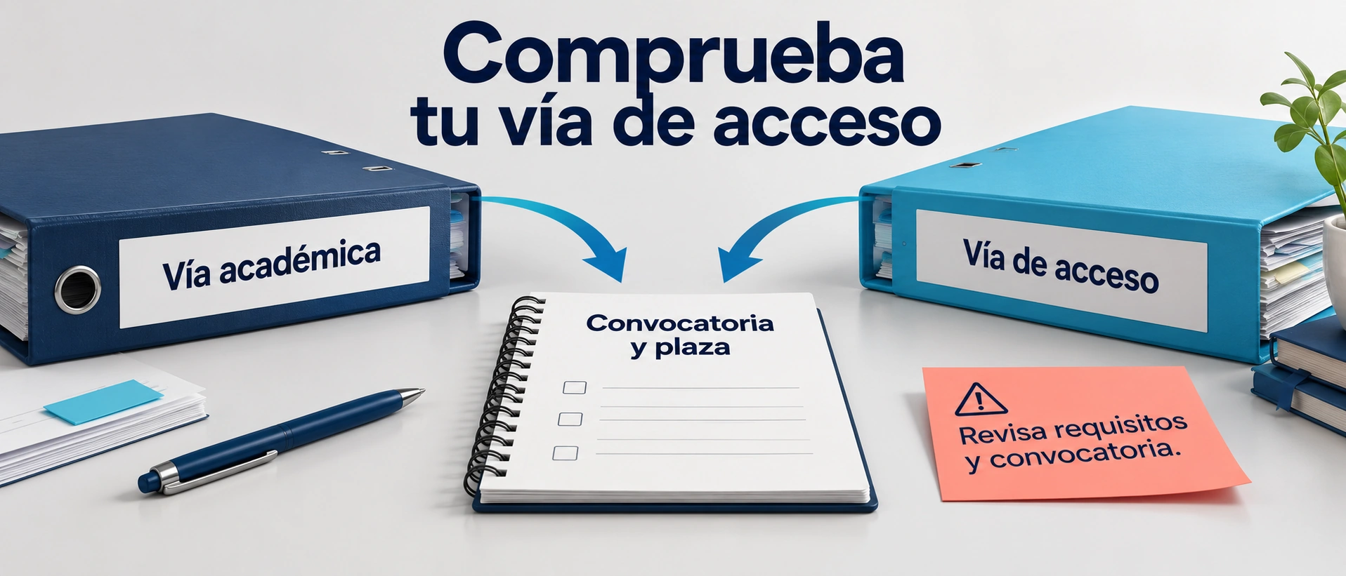 Dos carpetas para vía académica y vía de acceso convergen en la revisión de requisitos y convocatoria.