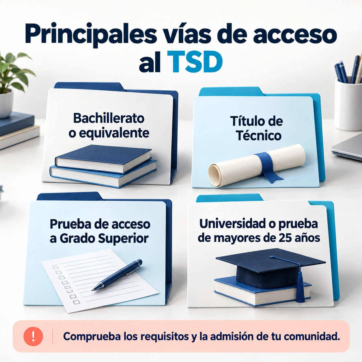 Principales vías de acceso a Dietética y necesidad de comprobar los requisitos y el procedimiento de admisión.