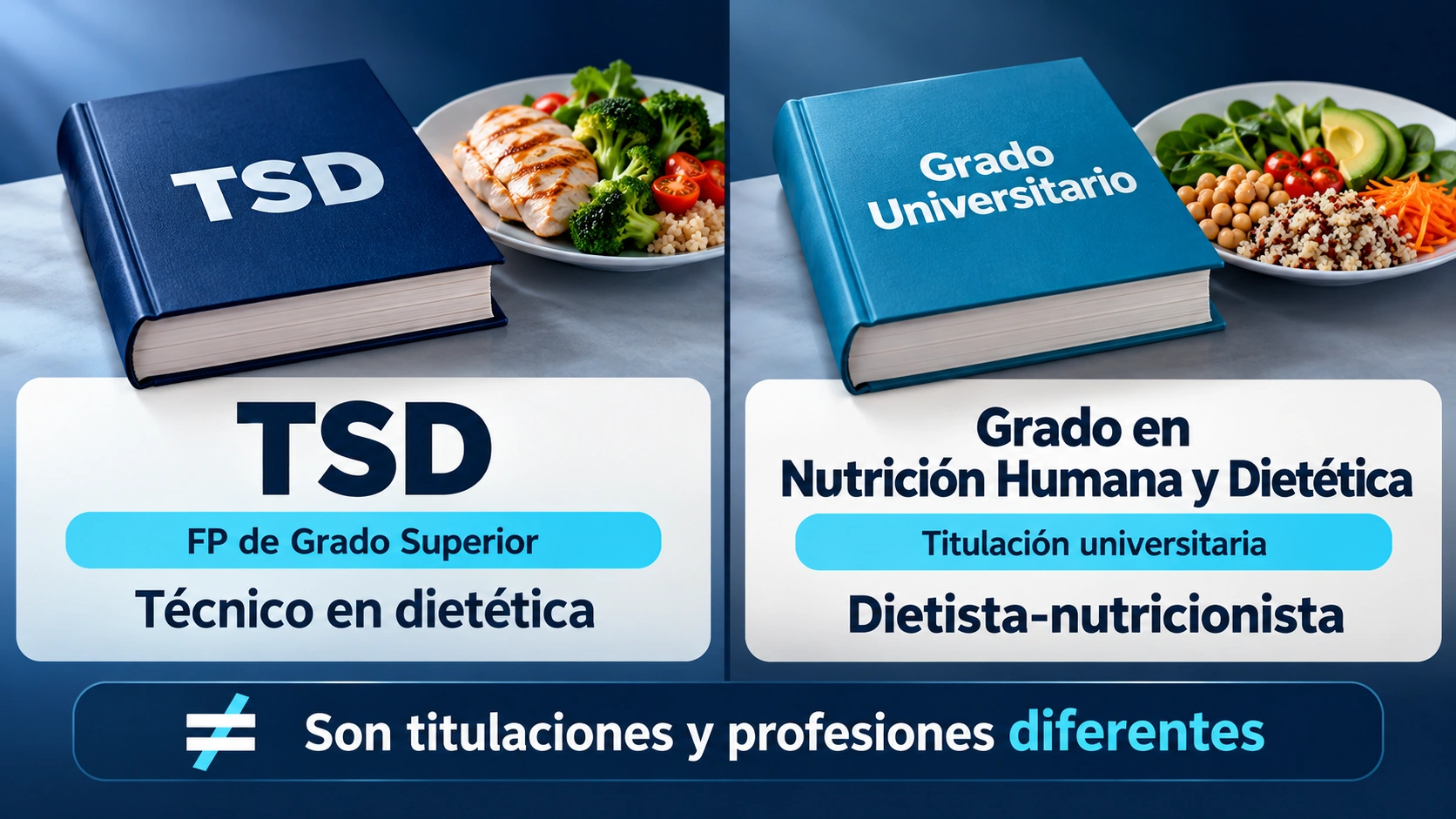 Comparación entre el título de Técnico Superior en Dietética y el grado universitario de Nutrición Humana y Dietética.