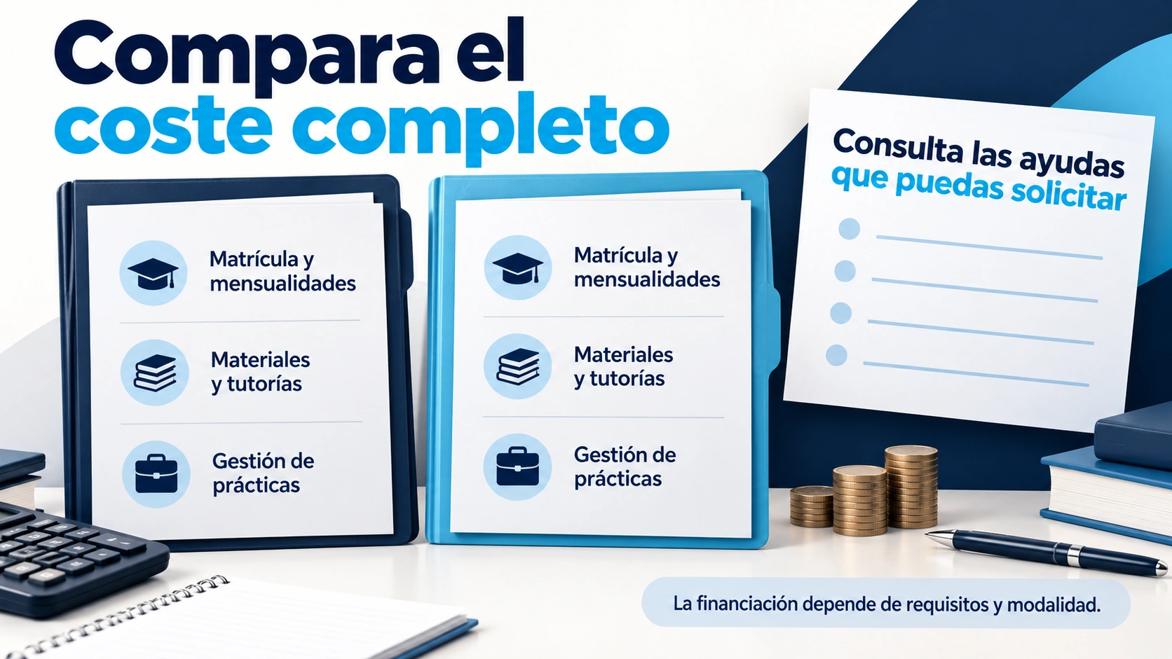 Elementos del coste del TSD online y necesidad de comprobar las condiciones de posibles ayudas según modalidad.