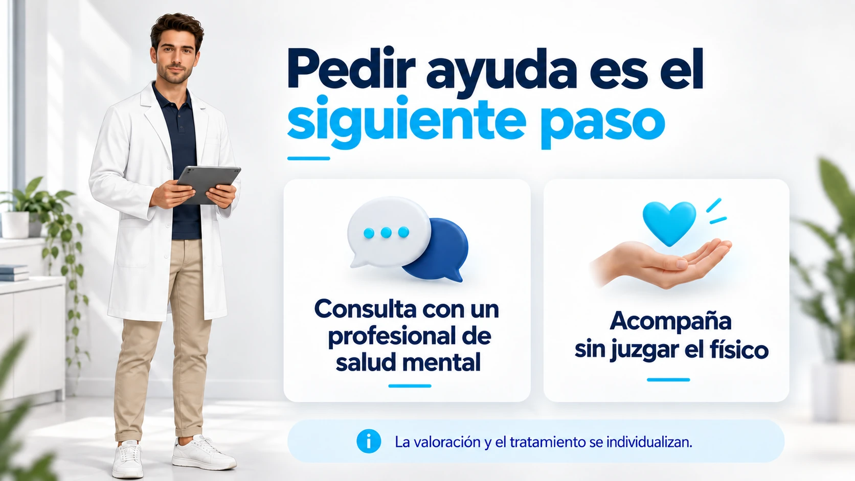 Buscar valoración profesional y acompañar sin juzgar el físico.