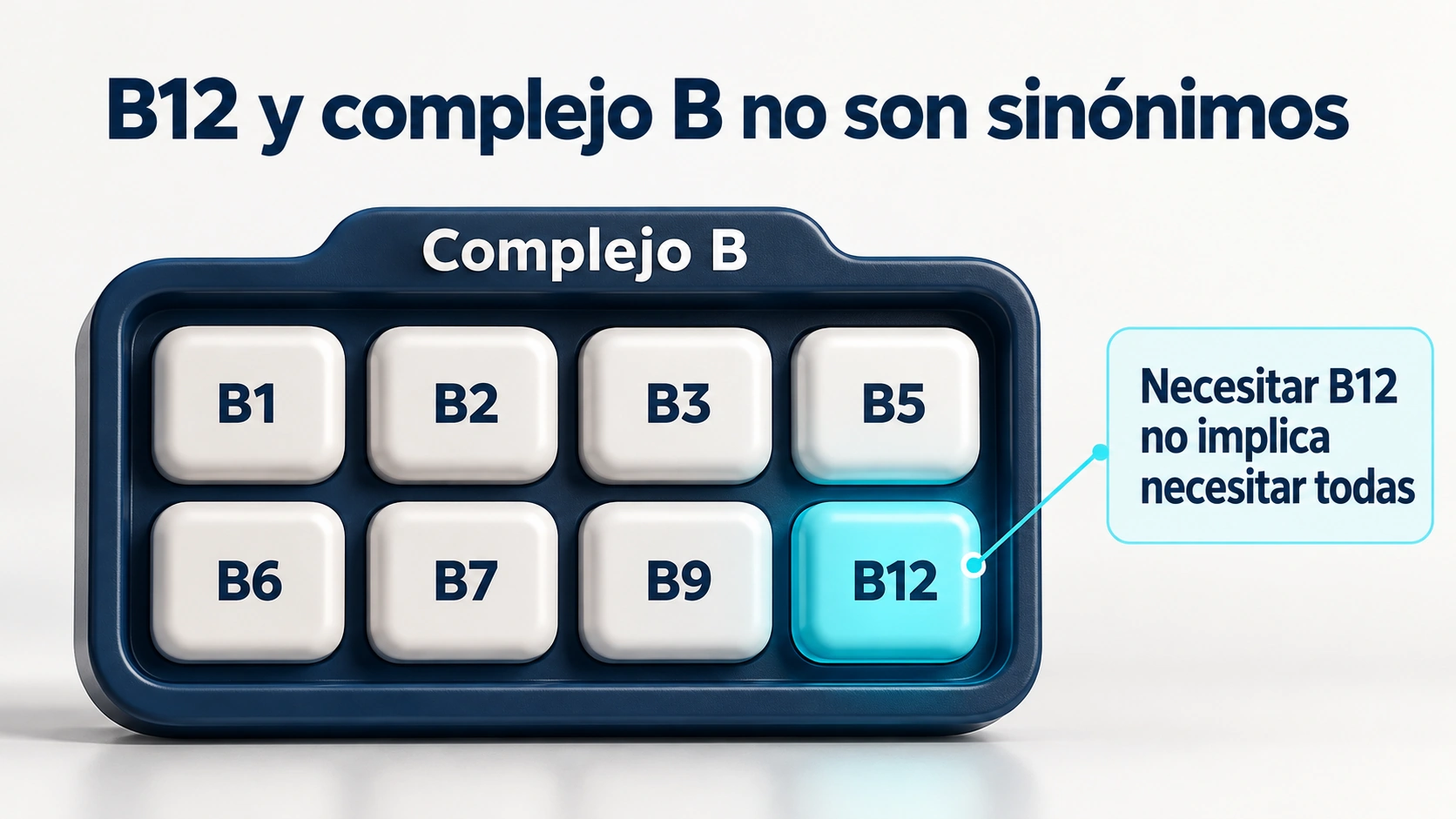 La B12 es una de las vitaminas B y no obliga a suplementar el grupo completo.