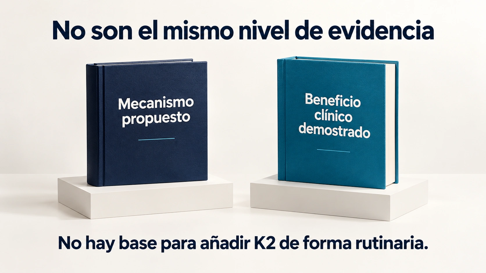 Distinción entre hipótesis mecanística y evidencia clínica para añadir K2 a vitamina D