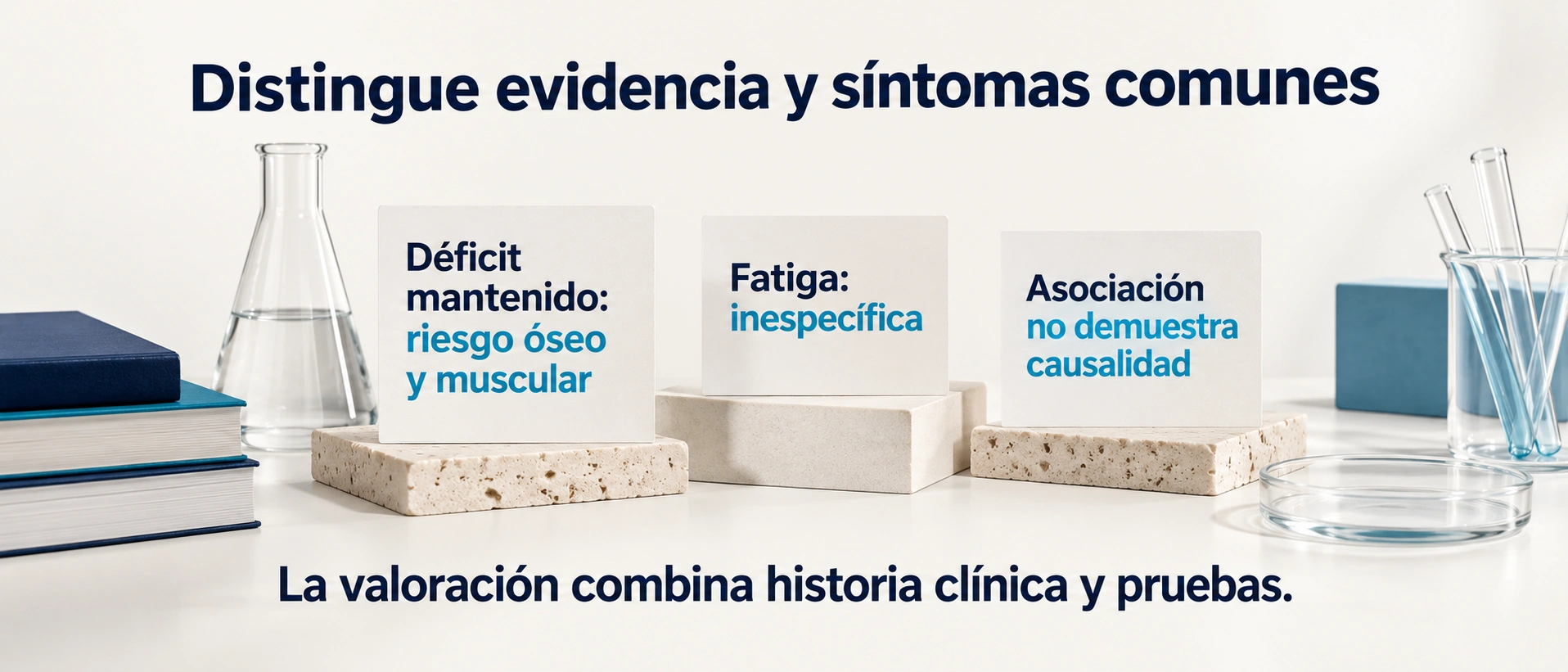 Diferencia entre consecuencias de déficit marcado, síntomas inespecíficos y asociaciones con vitamina D baja