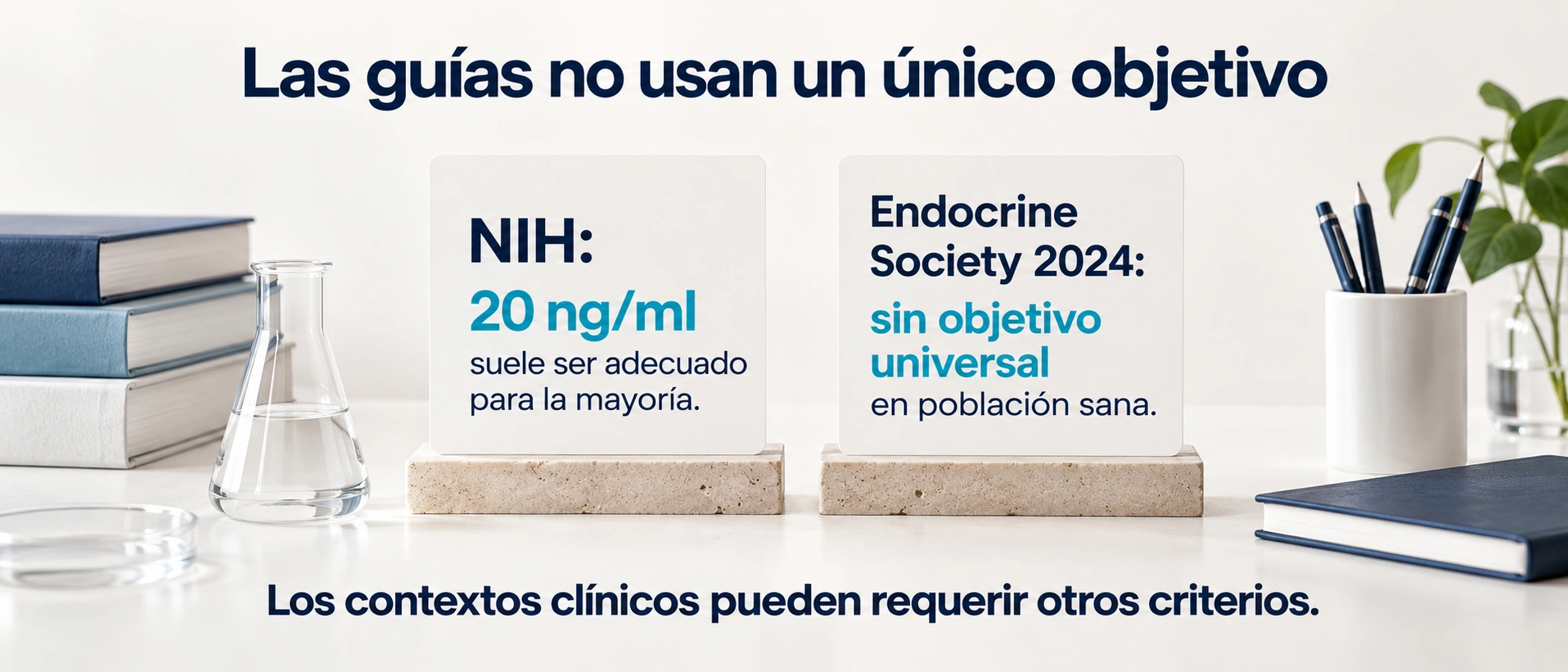 Diferencias de enfoque entre umbrales del NIH y guía de prevención de Endocrine Society de 2024