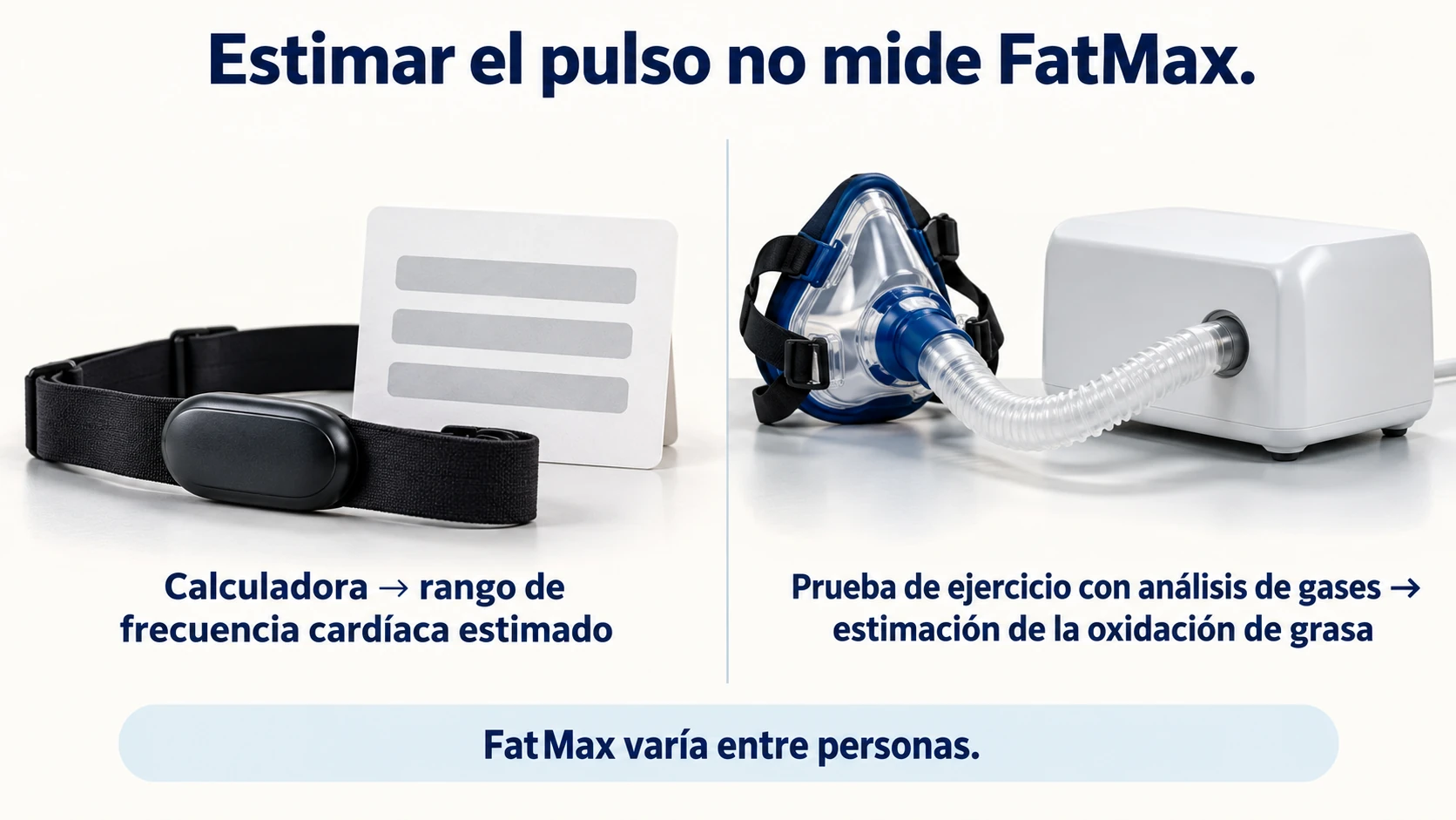 El rango de la calculadora no equivale a medir la máxima tasa de oxidación de grasa.